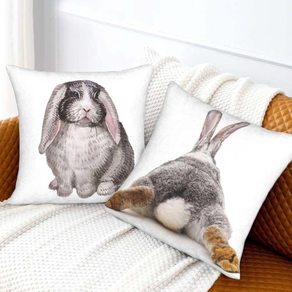 NWT Easter Bunny Throw Pillow Covers 18 X 18 Inch - Set of 2